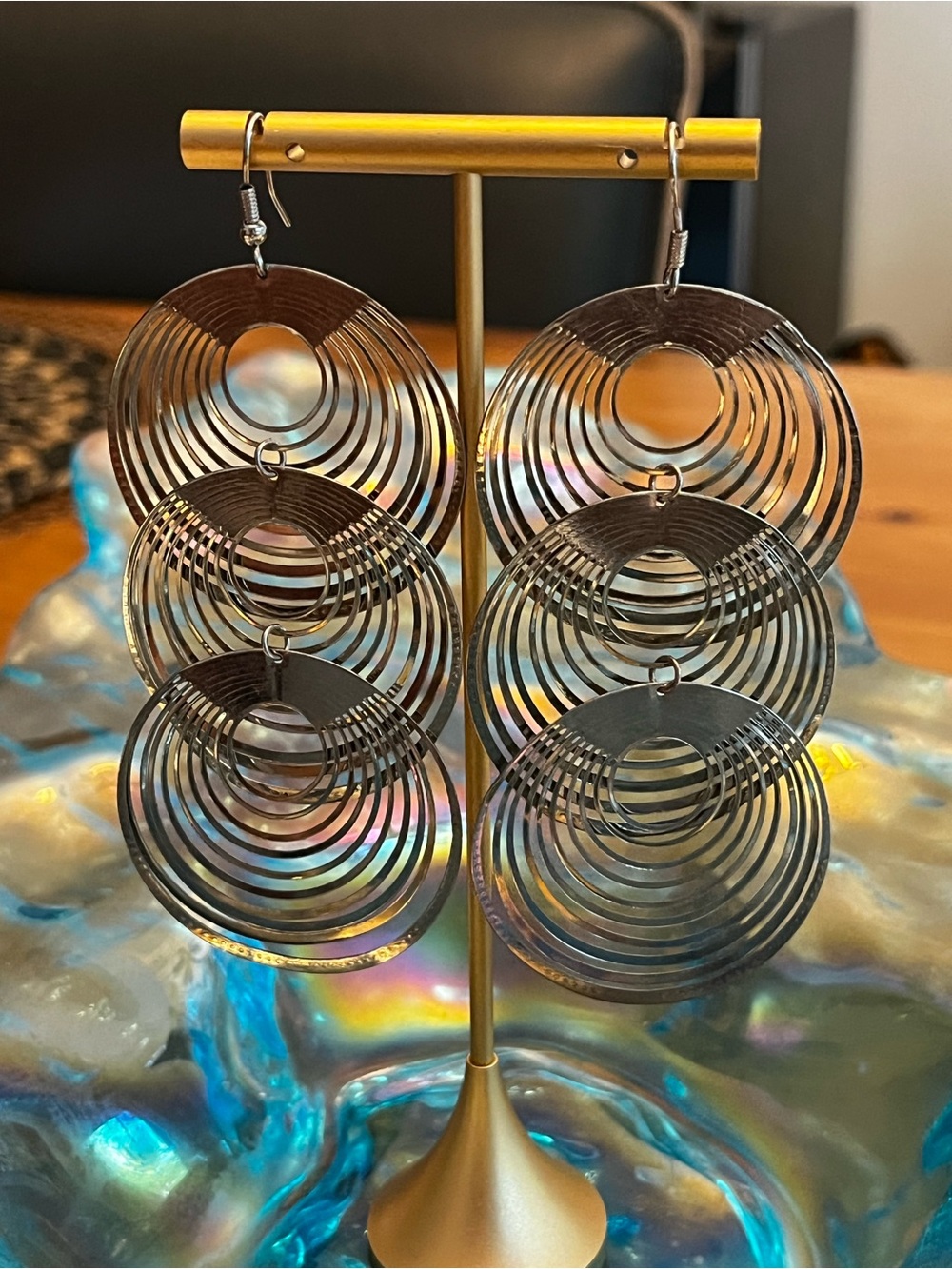 Silver Multi-Hoop Drop Earrings - Women Fashion Jewelry